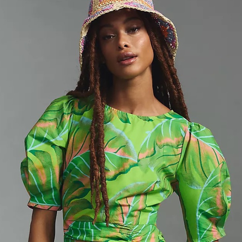 Farm Rio Tropical Puff-Sleeve Mini Dress - Picture 9 of 12